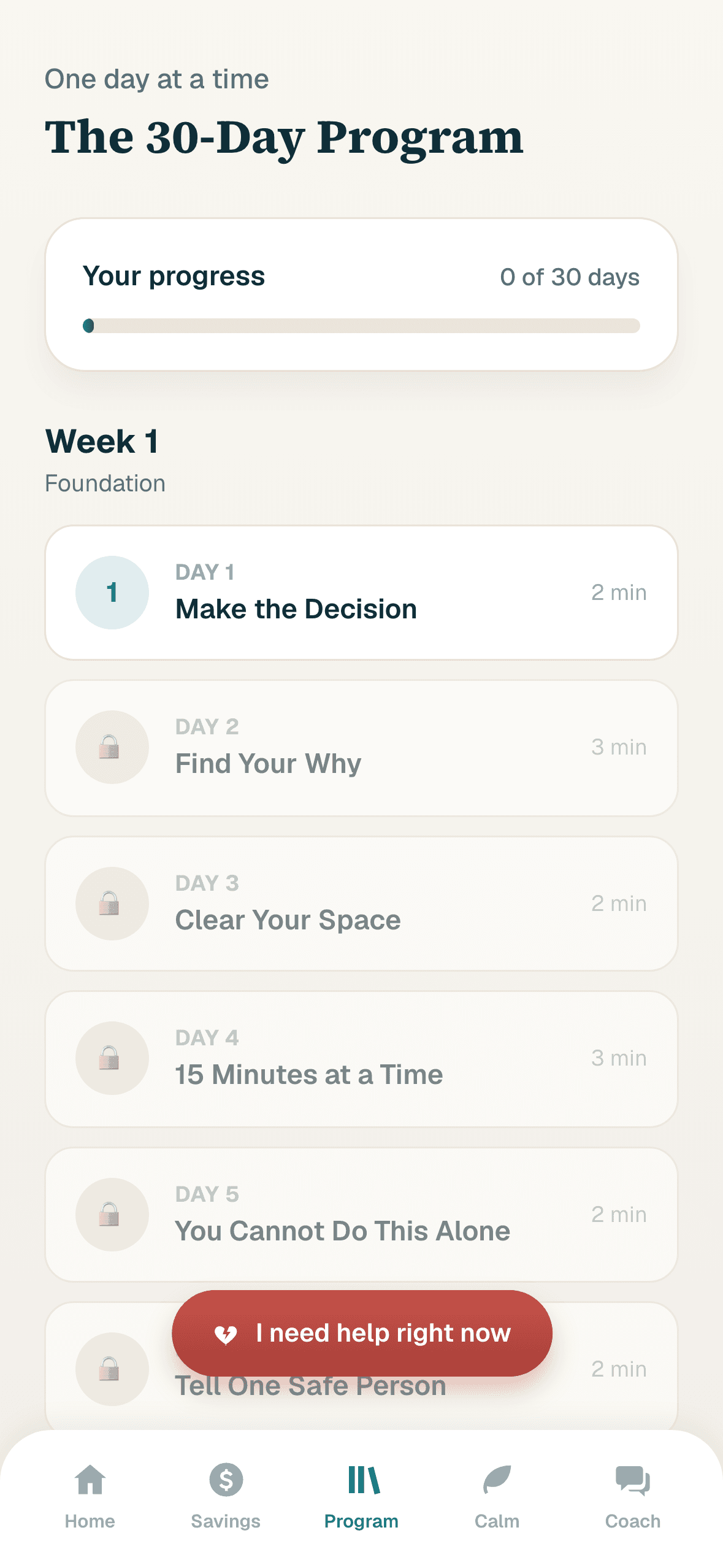 The Stay Dry 30-day program, one short lesson per day